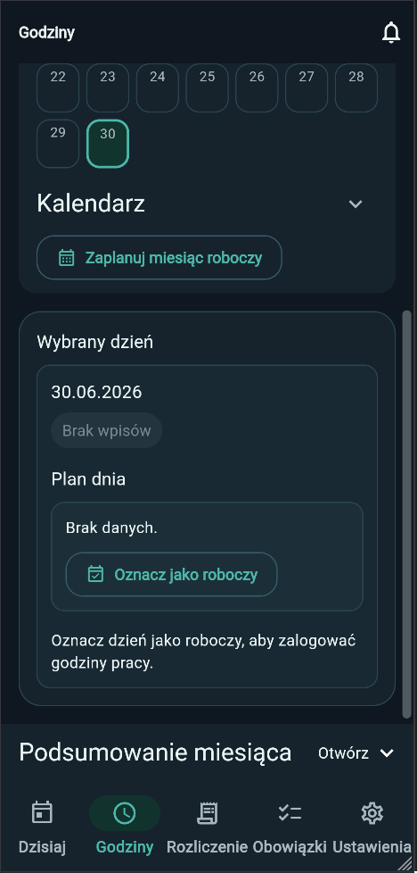 Oznaczanie dnia roboczego